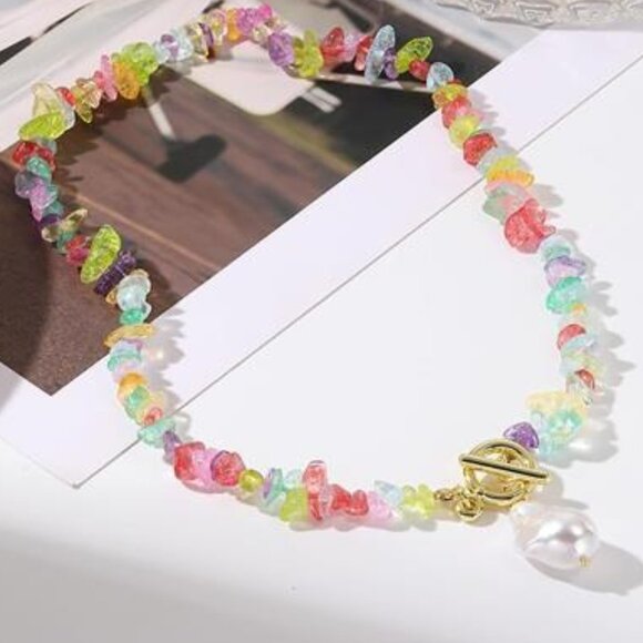 🌈 Natural Chakra Stone Necklace | Healing Crystal Chip Beads - Picture 2 of 4